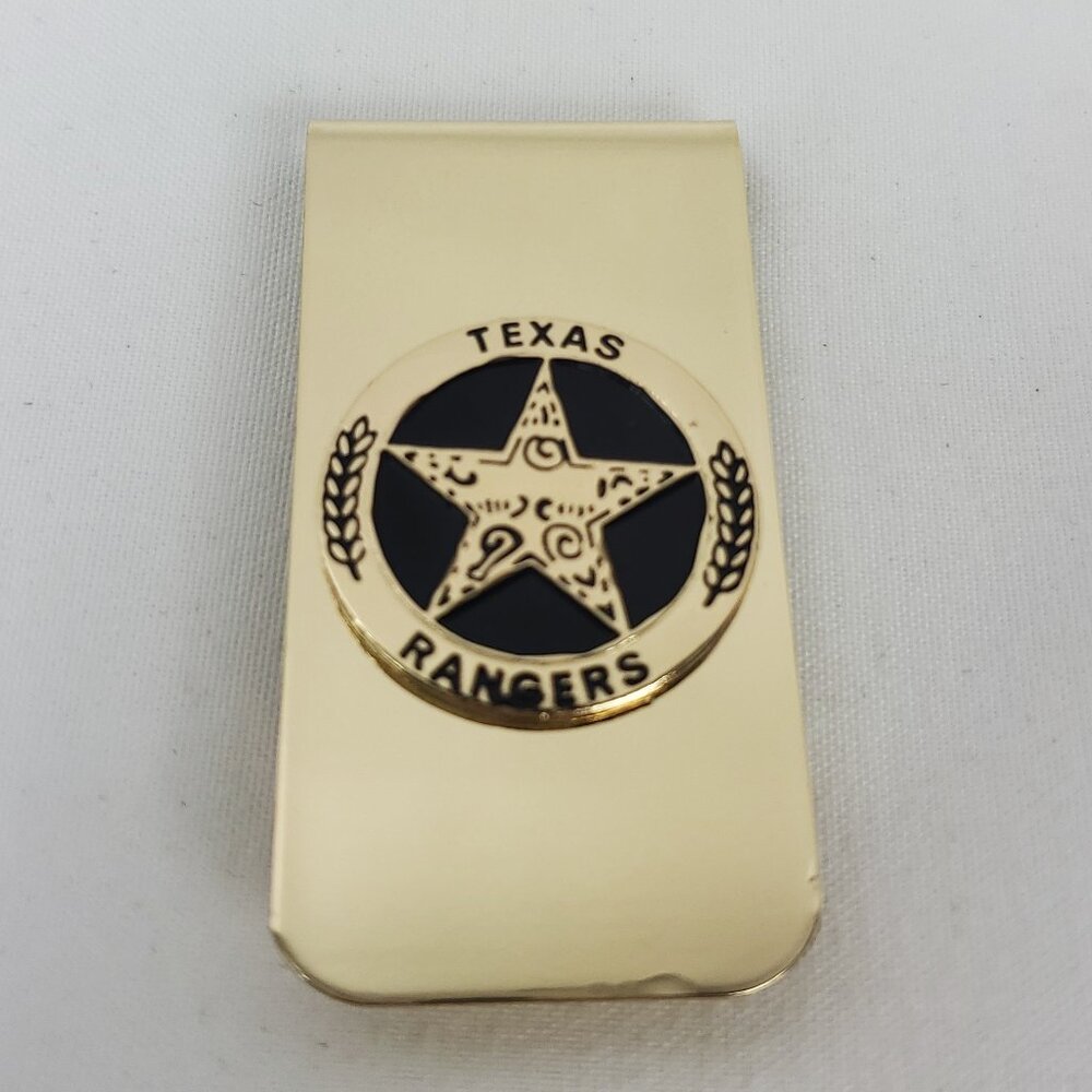 Texas Rangers Engraved Gold Tone Money Clip New